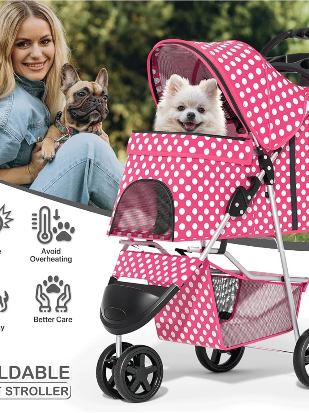 Pink Polka Dot Pet Stroller ❗️🎀💕